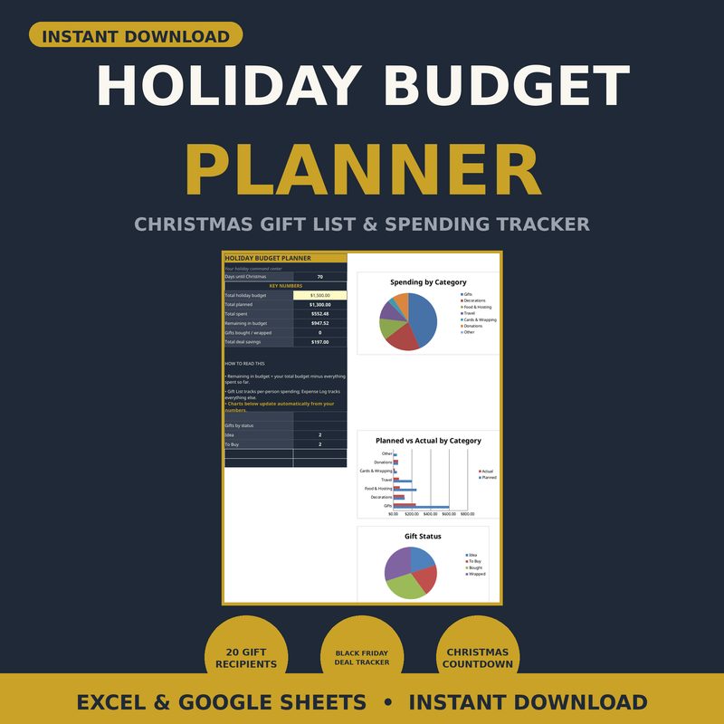 Holiday Budget Planner — spreadsheet planner cover